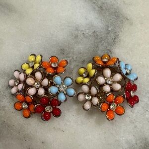 Midcentury Flower Clip On Earrings